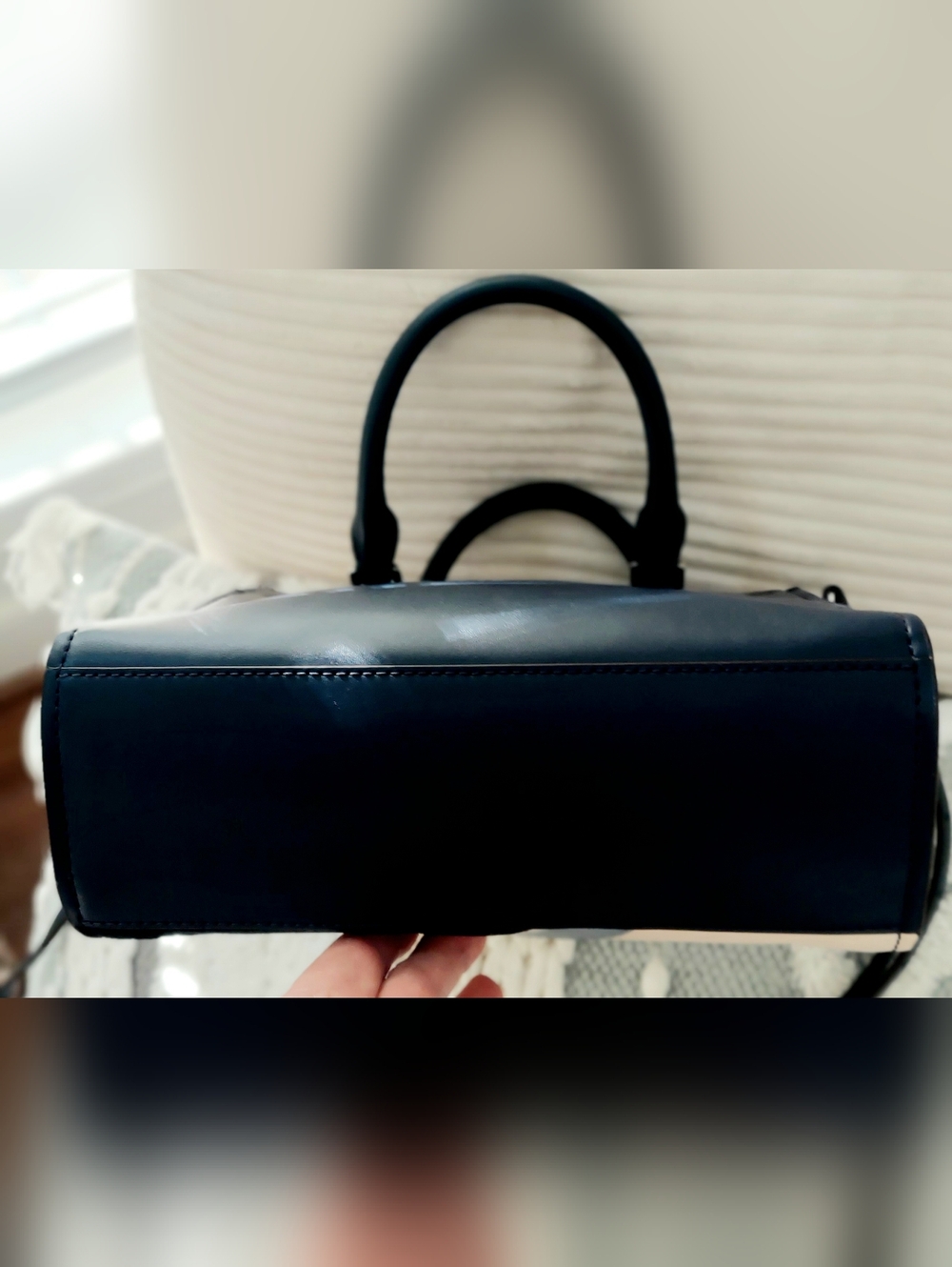 Michael Kors Hamilton In White, Navy , Light Blue & Lime Green Leather Satchel - Picture 5 of 10